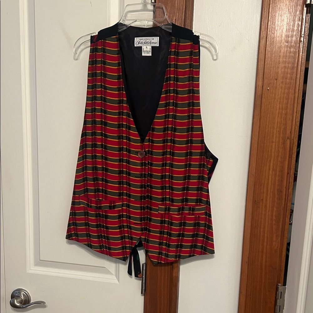 Saks Fifth Avenue Black Satin Jockey-themed Vest